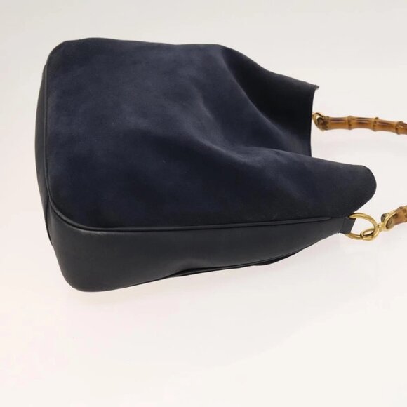 GUCCI Bamboo Shoulder Bag Suede Black Gold 001 1781 1577 Auth 127368 - Picture 4 of 14
